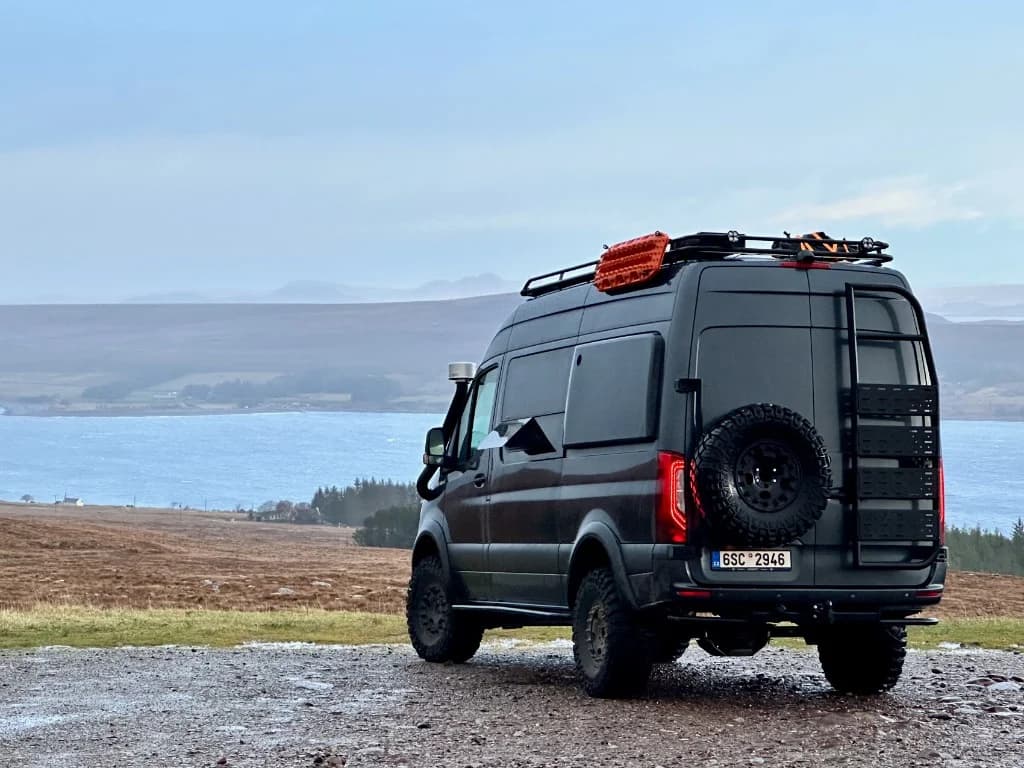Campervan parked in nature